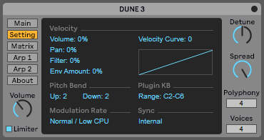 Duneton - Settings