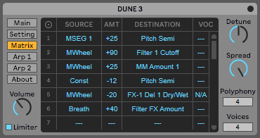 Duneton - Mod Matrix